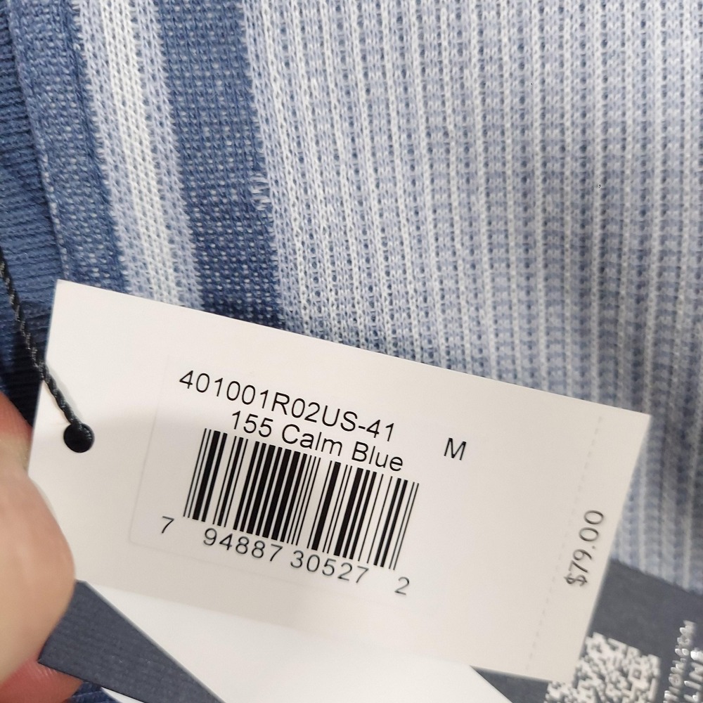 Report Collection Shirt Mens Medium Blue Striped Knit Button Front Sweater - Picture 5 of 14